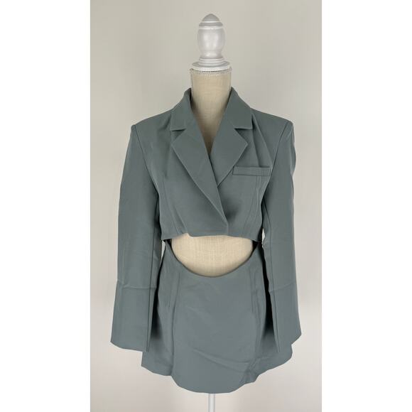 Aria Cove Long Sleeve Cut Out Blazer Mini Dress Womens Size 6 Teal Blue New - Picture 4 of 13